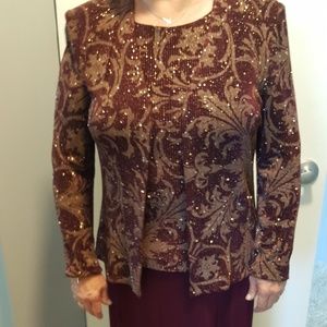 Alex Evenings- burgundy dress with gold thread 10P